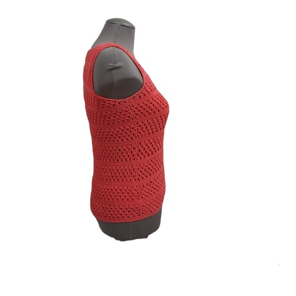 Liz Claiborne Crochet Knit Cotton with Lining Red Camisole Top Women Size Small - Picture 2 of 15